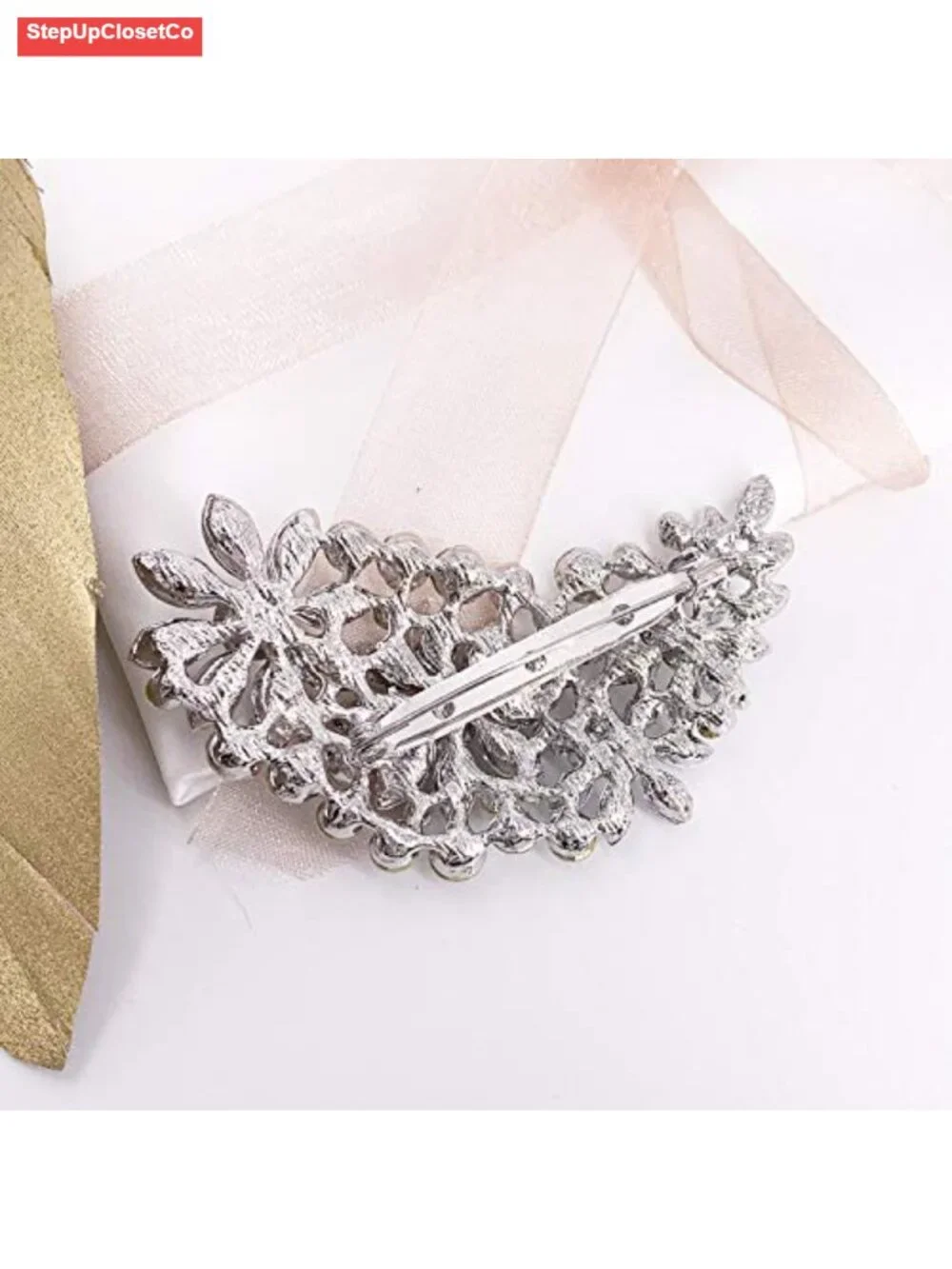 Vintage Austrian Crystal Flower Leaf Bouquet Cluster Brooch Pin for Women Gold